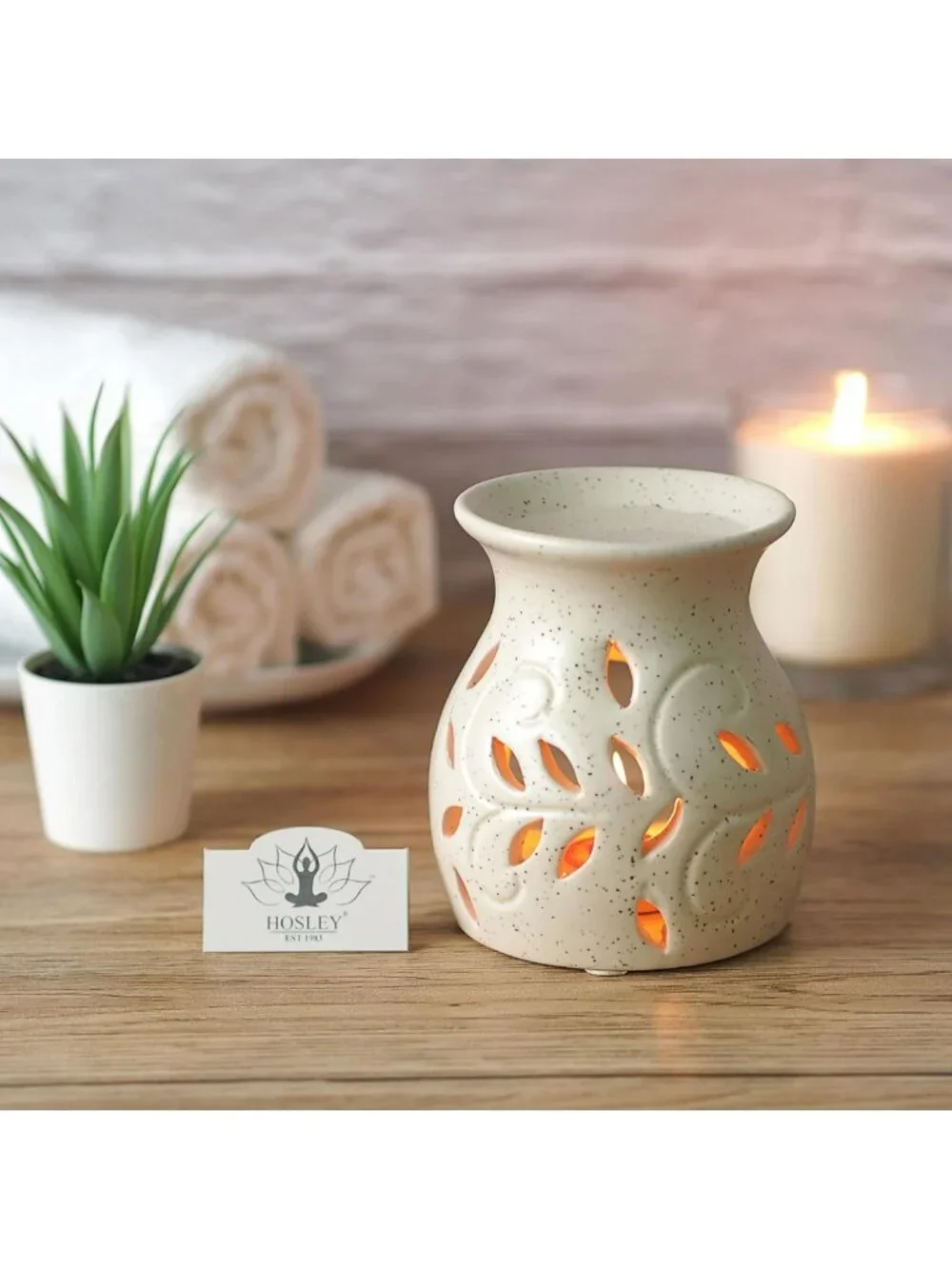 Elegant Ceramic Oil Warmers Set of 3 - Leaf Pattern, Tealight Compatible